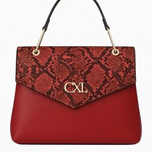 Christian Lacroix CXL Sable Prism Python Satchel Bag women handbag Red NWT $98